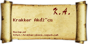 Krakker Akács névjegykártya